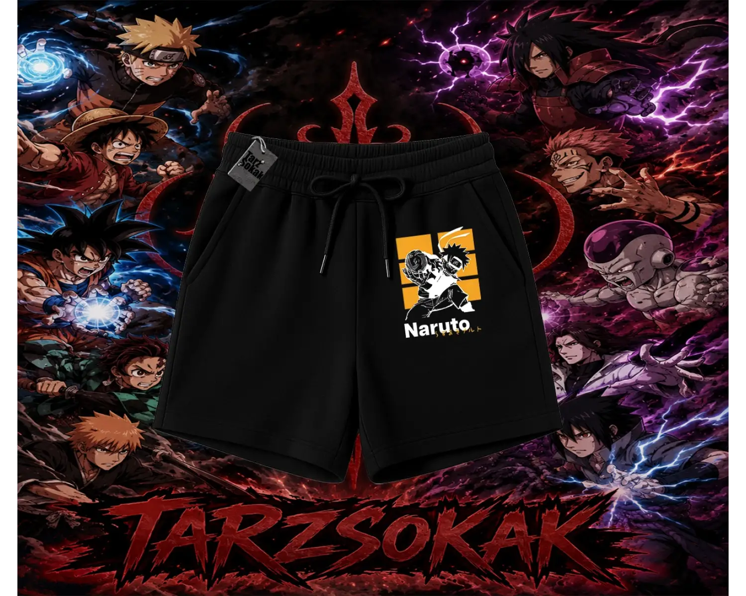 Naruto Uzumaki Premium Anime Unisex Şort Beyaz