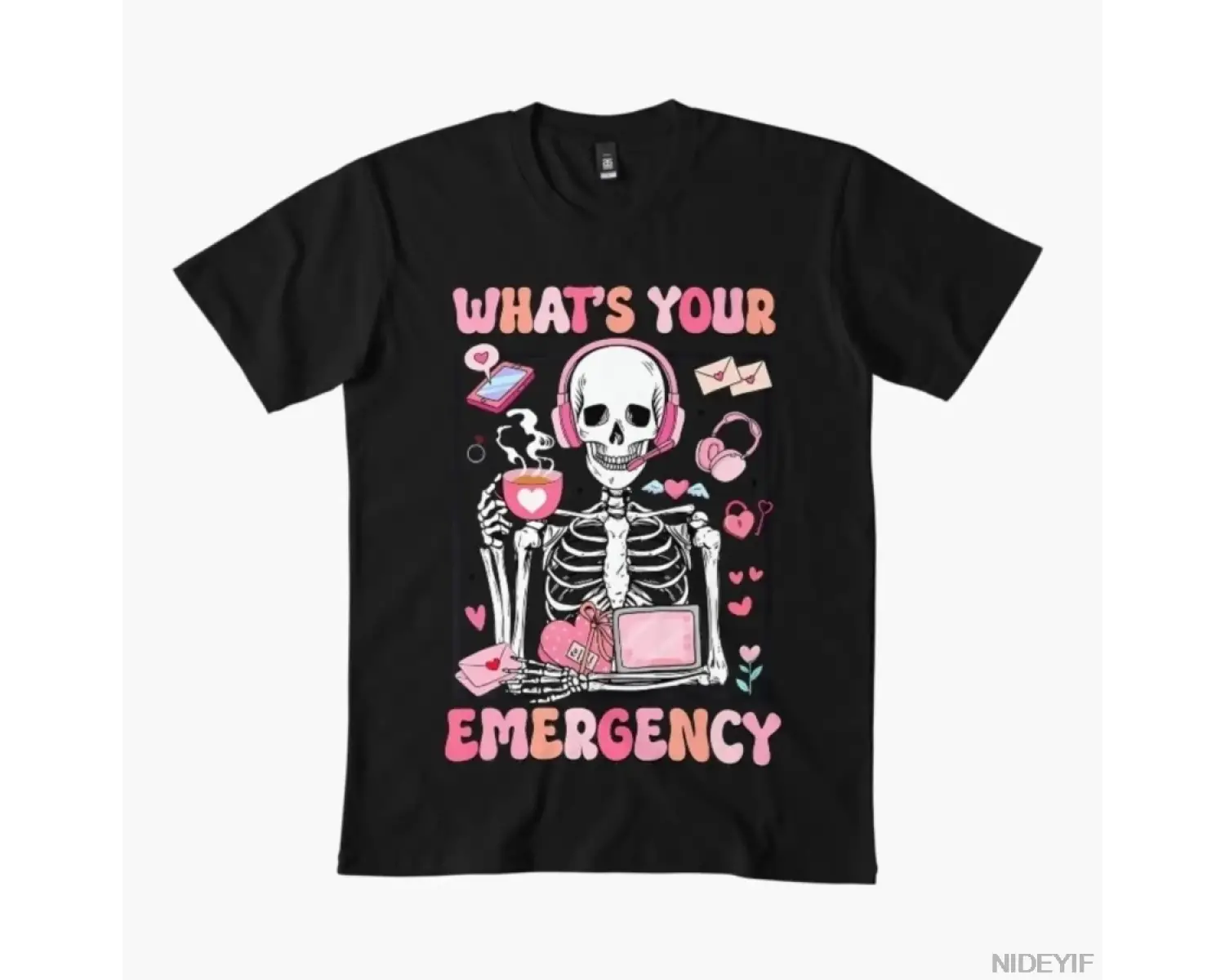 Ne Durumda Mısınız? Acil Durum İskeleti Erkek Kadın Tişörtü %100 Pamuklu Tişörtler Kısa Kollu