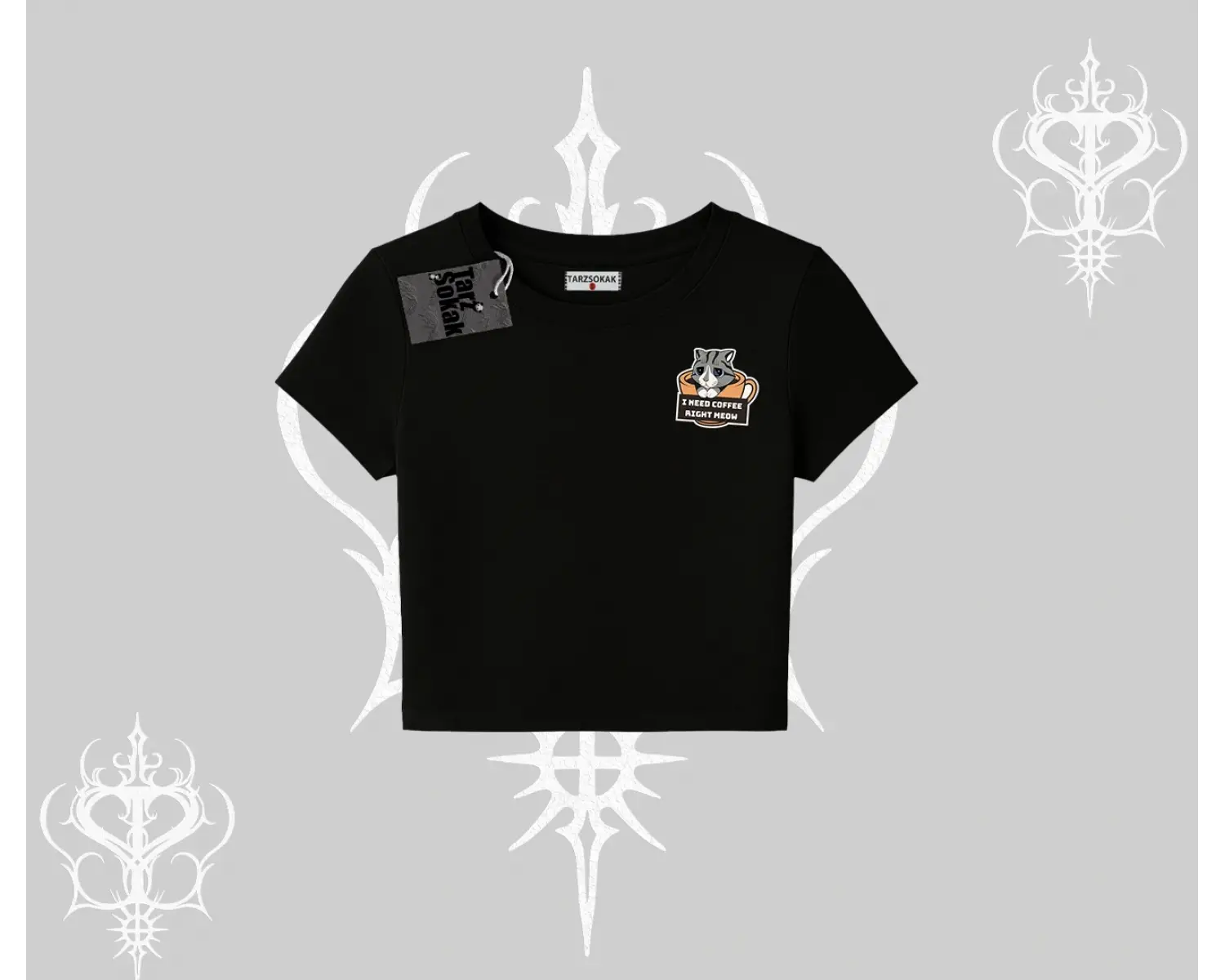 Need Coffee Right Meow Yazılı Kedi Baskılı Babby Tee Tshirt