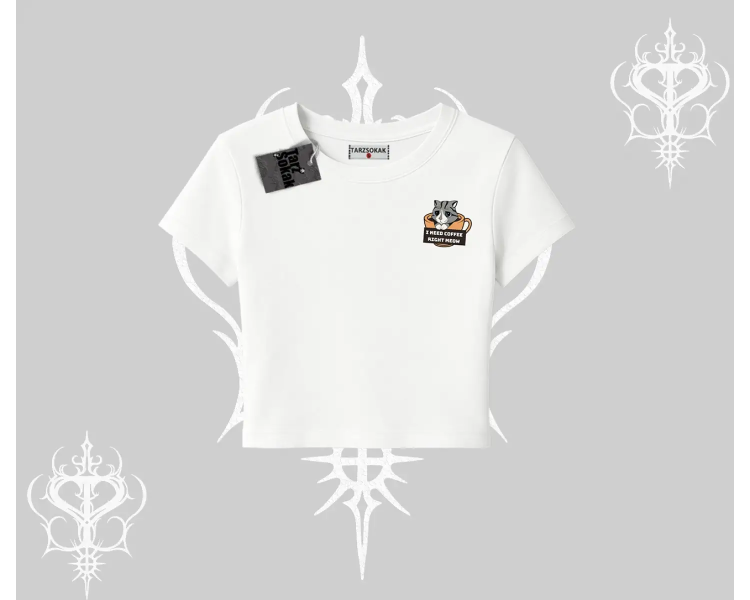 Need Coffee Right Meow Yazılı Kedi Baskılı Babby Tee Tshirt