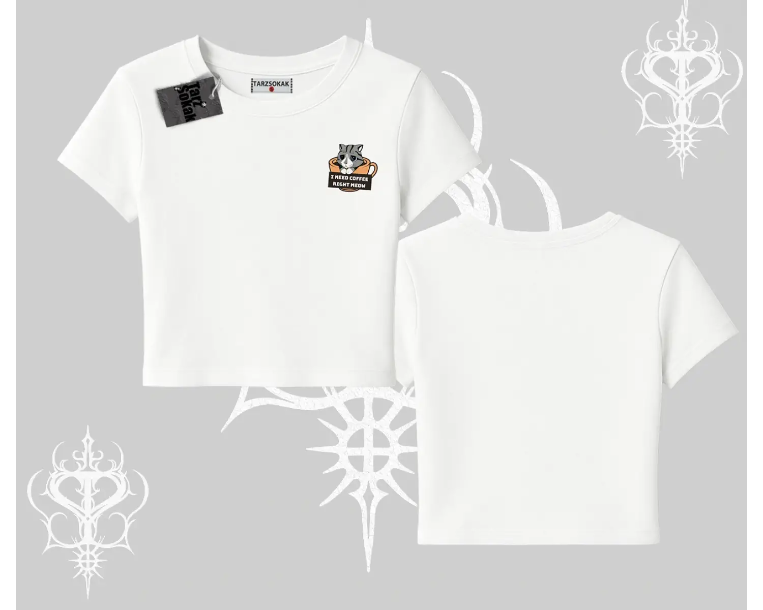 Need Coffee Right Meow Yazılı Kedi Baskılı Babby Tee Tshirt