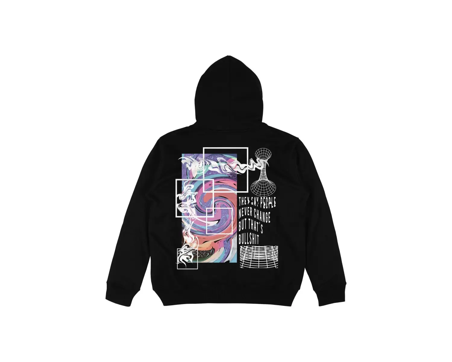 Never Change Siyah Oversize Unisex Kapüşonlu Sweatshirt Hoodie