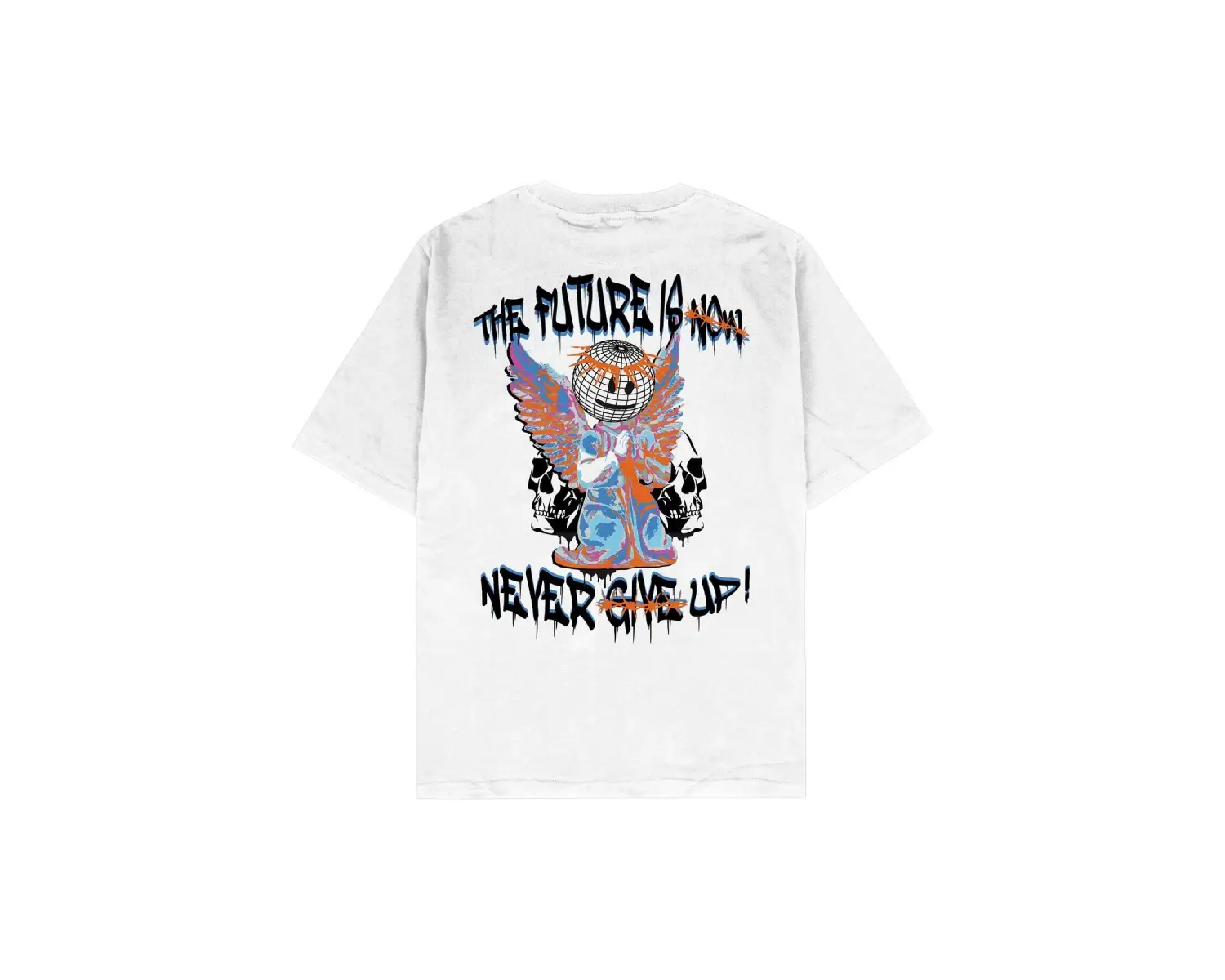 Never Give Up Beyaz Oversize Unisex T-shirt