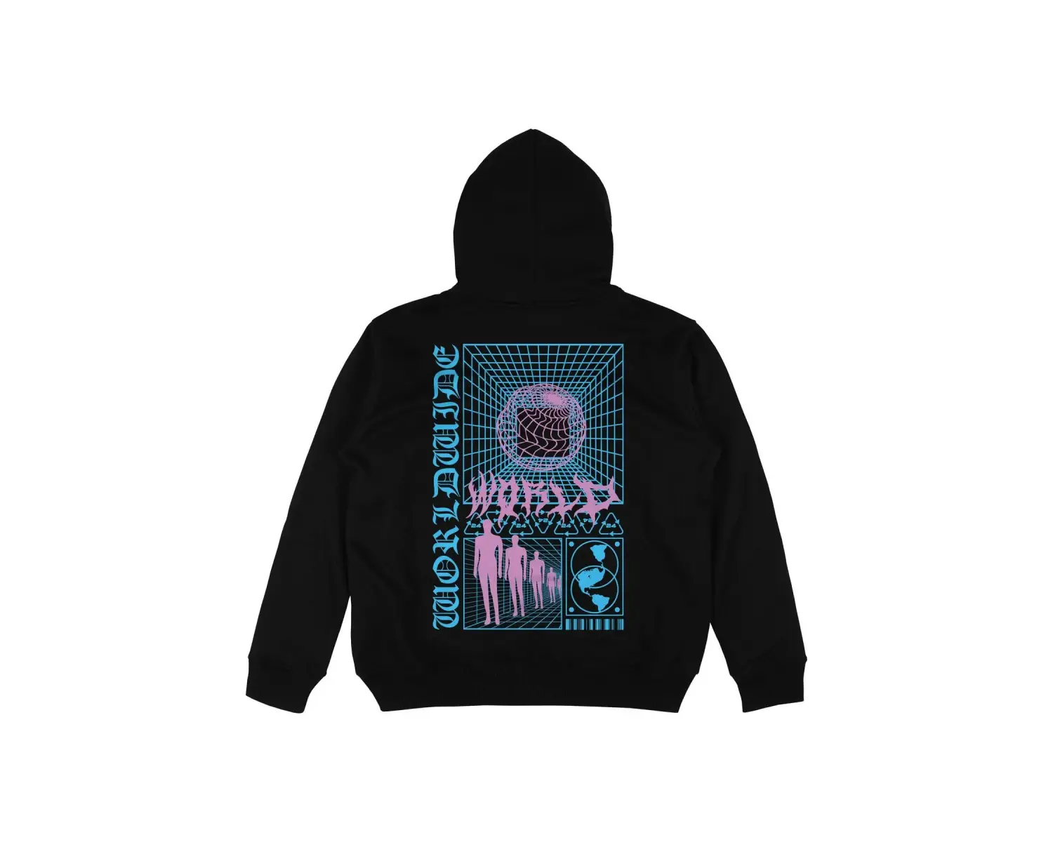 New World Siyah Oversize Unisex Kapüşonlu Sweatshirt Hoodie