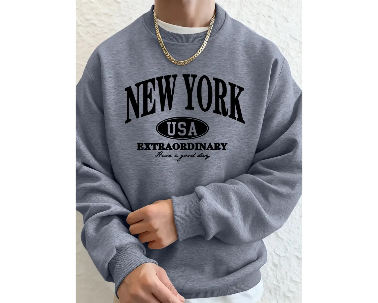 New York ABD Baskılı Erkek Tişörtü Kış Büyük Boy Kapüşonlular Hip Hop Bisiklet Yaka Polar Sıc