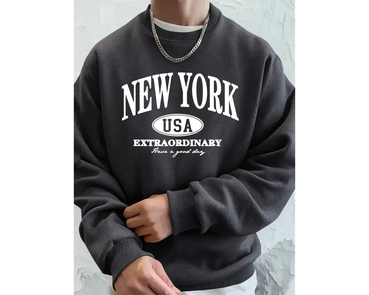 New York ABD Baskılı Erkek Tişörtü Kış Büyük Boy Kapüşonlular Hip Hop Bisiklet Yaka Polar Sıc