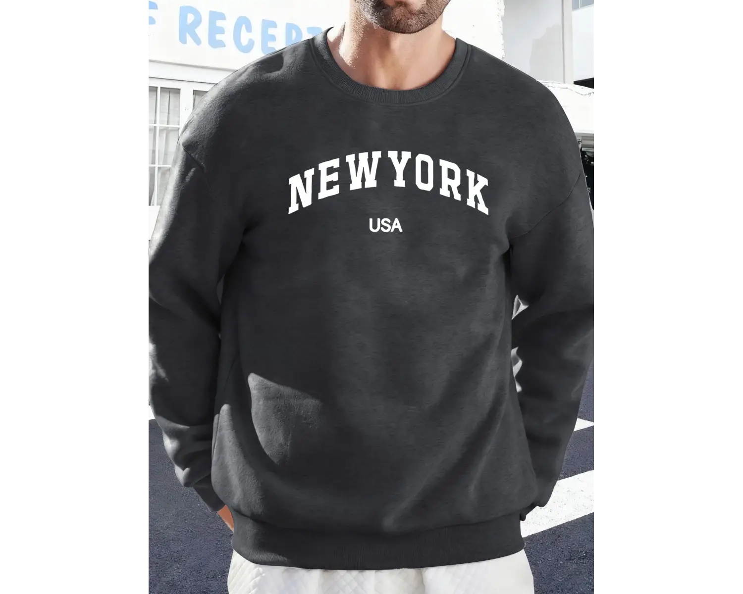 New York ABD Baskılı Erkekler İçin O-Yaka Moda Kazakları Polar Sonbahar Sweatshirt Sokak Günl