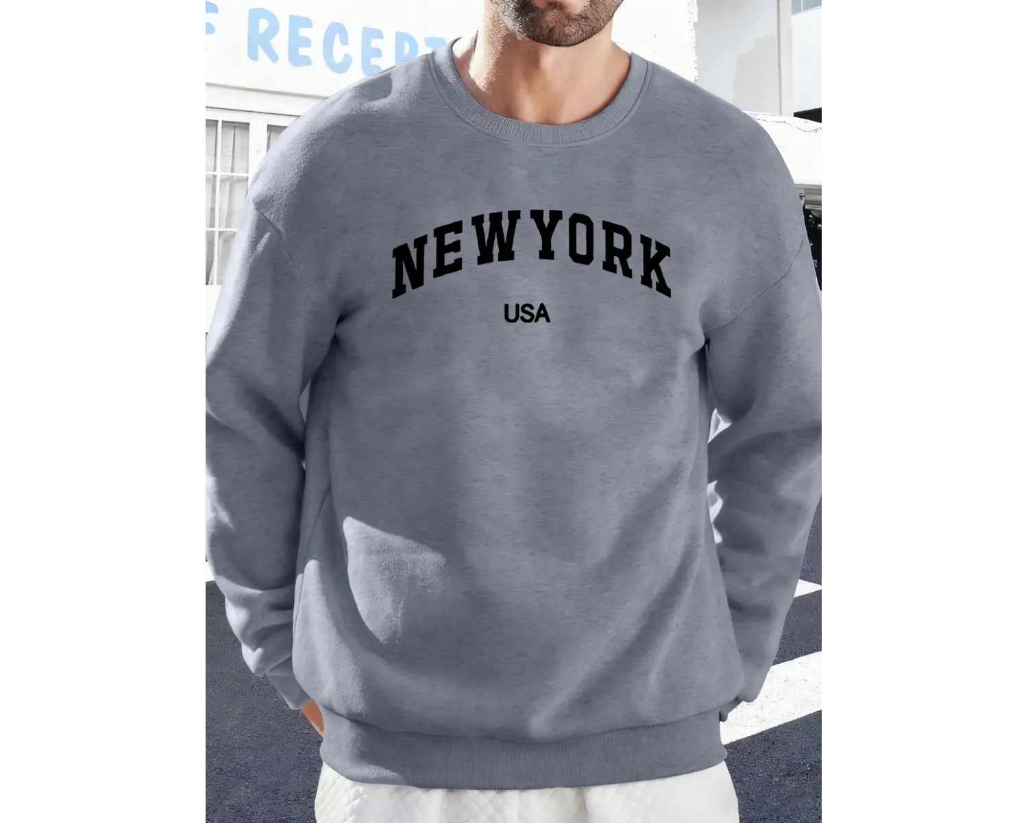 New York ABD Baskılı Erkekler İçin O-Yaka Moda Kazakları Polar Sonbahar Sweatshirt Sokak Günl