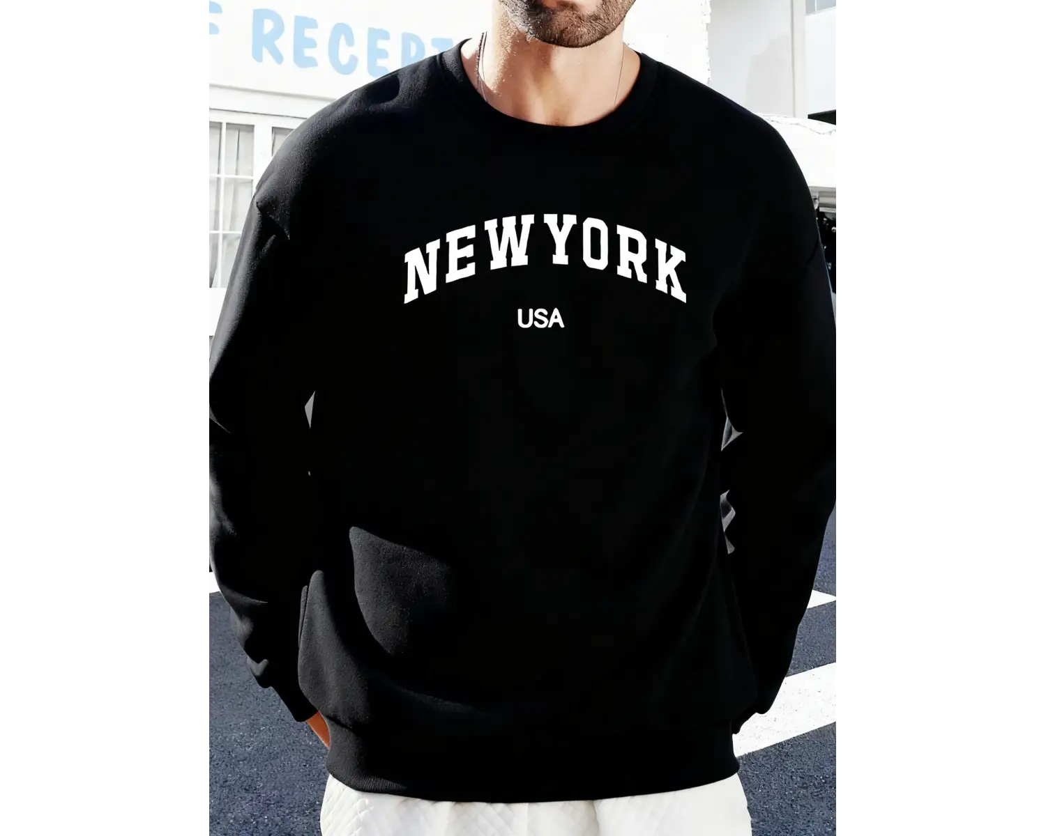 New York ABD Baskılı Erkekler İçin O-Yaka Moda Kazakları Polar Sonbahar Sweatshirt Sokak Günl