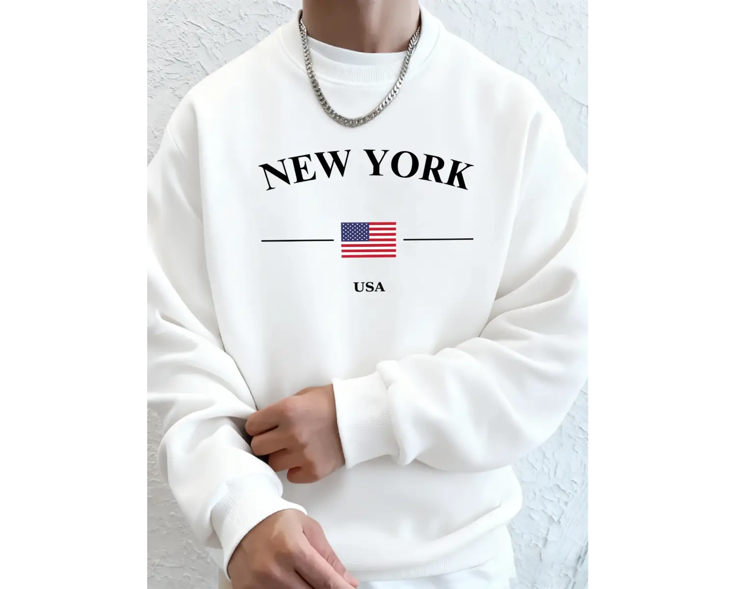 New York ABD Bayrağı Baskılı Erkek Polar Kapüşonlular Spor Günlük Hoody Bisiklet Yaka Cepli S