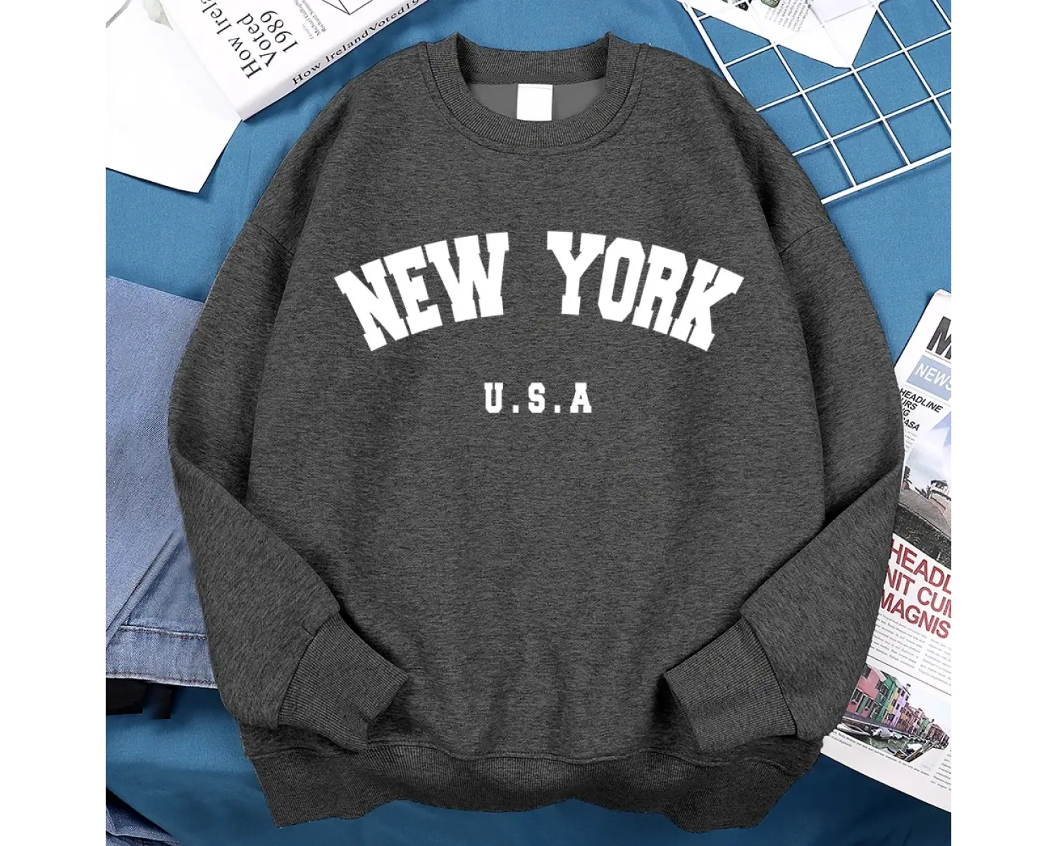 New York abd mektup baskı Streetwear adam gevşek spor giyim moda yüksek kaliteli kapüşonlu üs