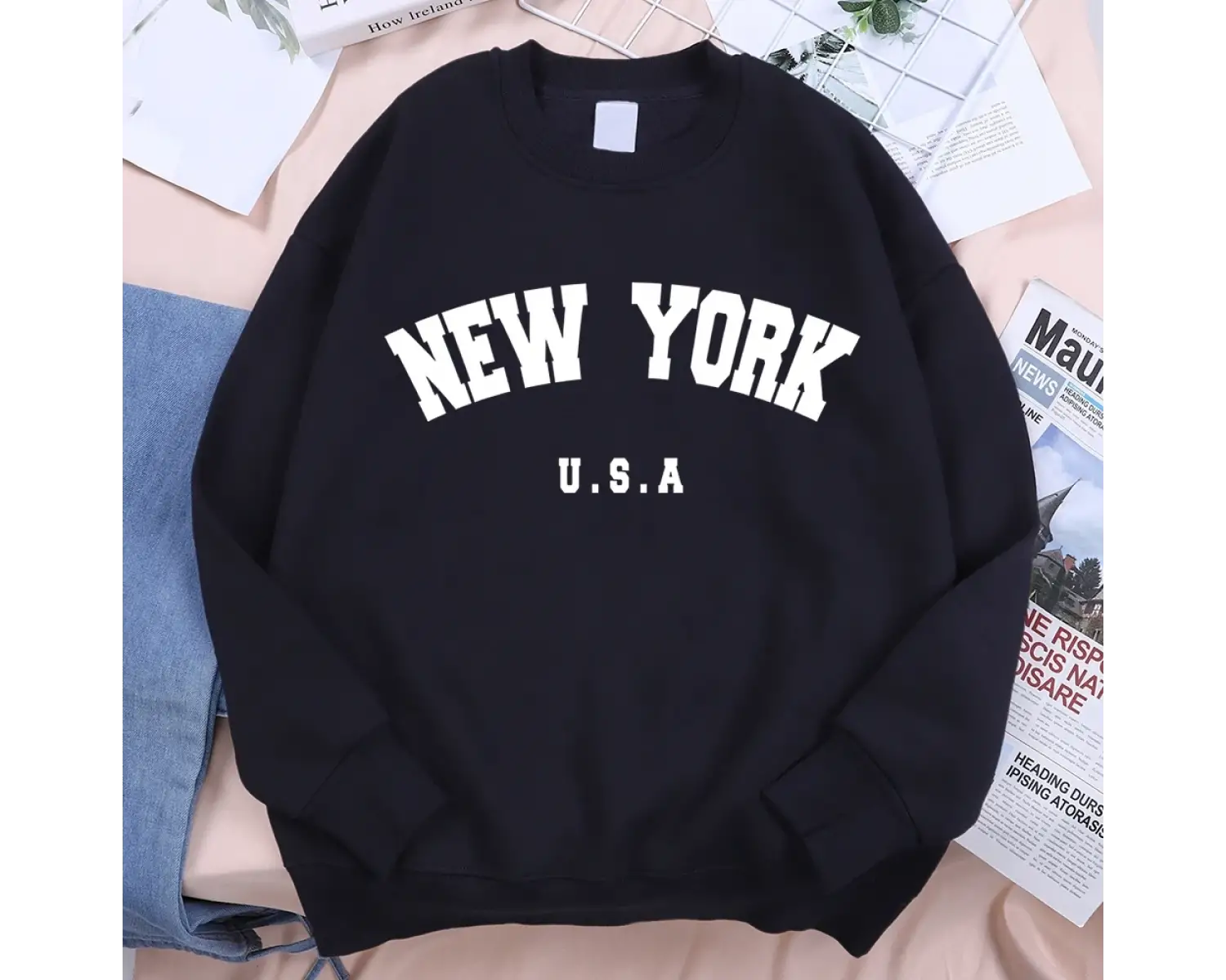 New York abd mektup baskı Streetwear adam gevşek spor giyim moda yüksek kaliteli kapüşonlu üs