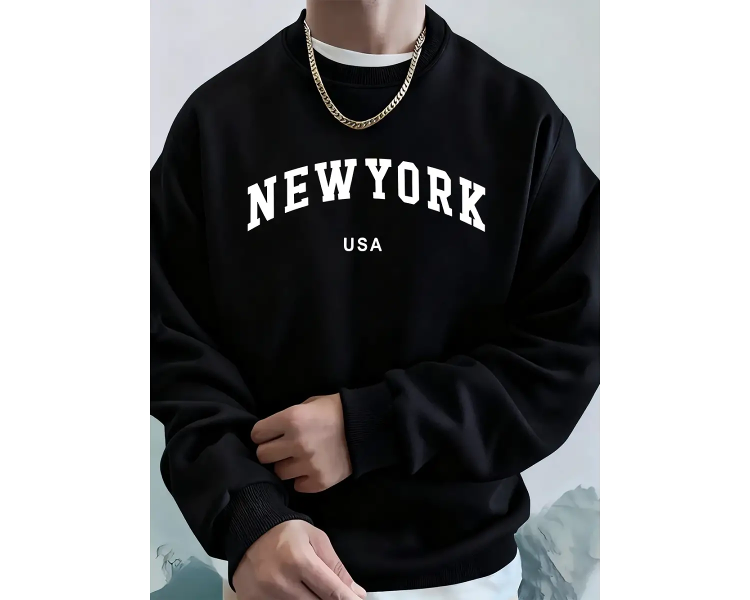 New York ABD Mektup Baskılı Erkek Sweatshirtleri Kışlık Bisiklet Yaka Kapüşonlu Sokak Stili P