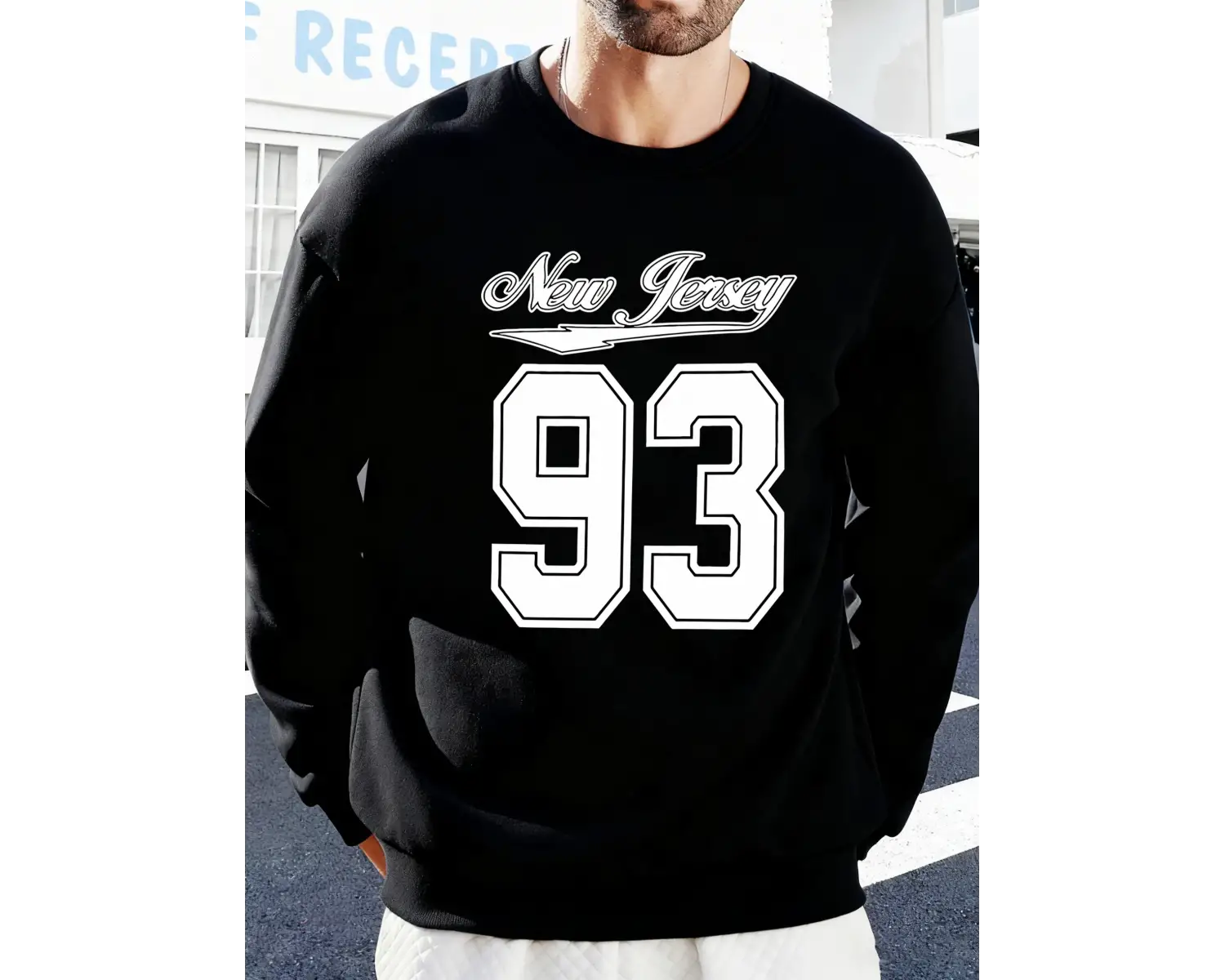 New York Art 93 Mektup Baskı Erkek Moda Kazak Rahat Yumuşak Kazak Polar Spor Sokak Şıklığı So