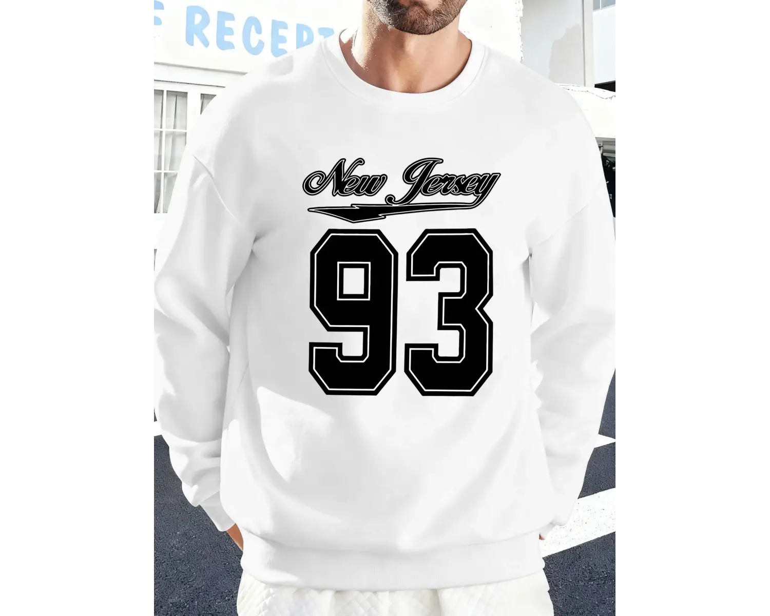 New York Art 93 Mektup Baskı Erkek Moda Kazak Rahat Yumuşak Kazak Polar Spor Sokak Şıklığı So