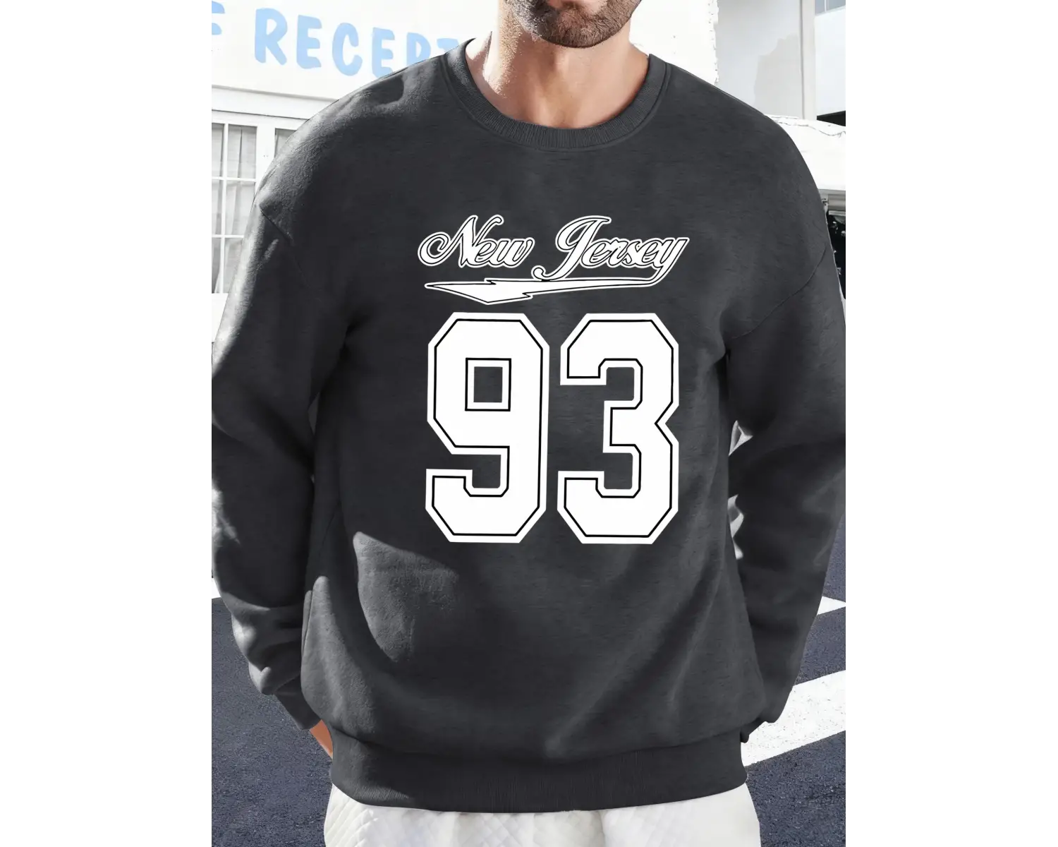 New York Art 93 Mektup Baskı Erkek Moda Kazak Rahat Yumuşak Kazak Polar Spor Sokak Şıklığı So