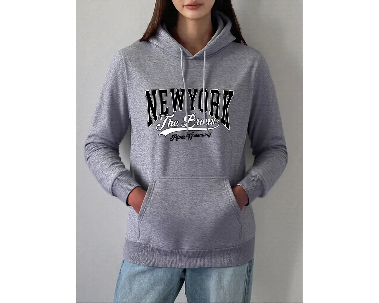 New York Bionk Rives Greenway Baskılar Hoodie Kadın Kış Polar Sıcak Kazak Temelleri Cep Kazak
