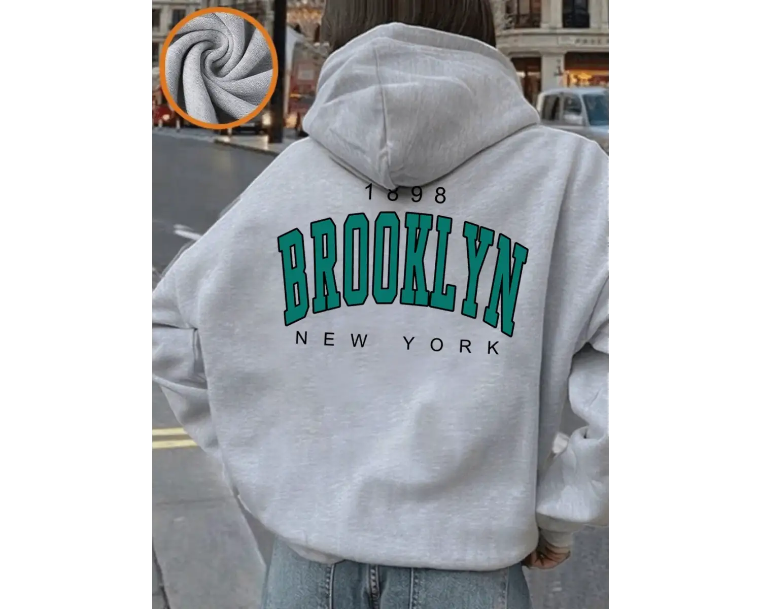 New York Brooklyn 1898 Baskılar Hoodie Kadın Rahat Gevşek Kazak Polar Sıcak Yumuşak Kazak Rah