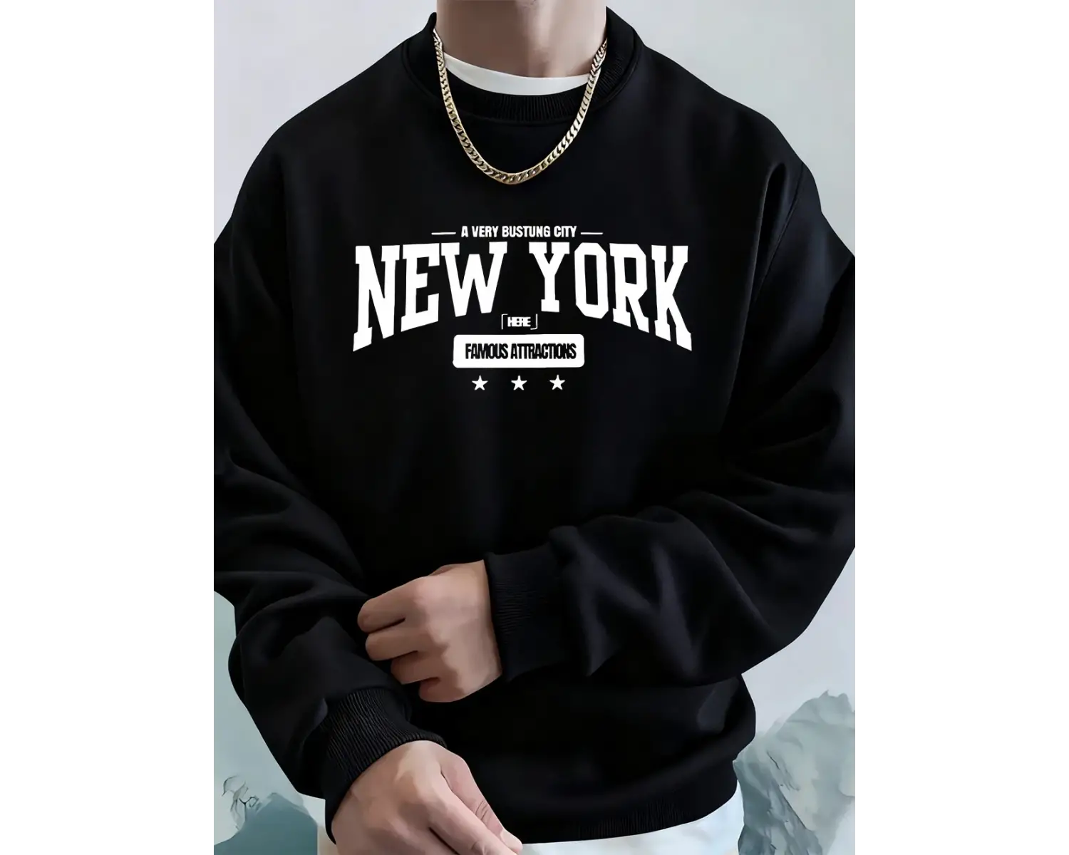 New York Bustling City Baskılı Erkek Sweatshirtleri Kışlık Oversize Kapüşonlu Spor Bisiklet Y