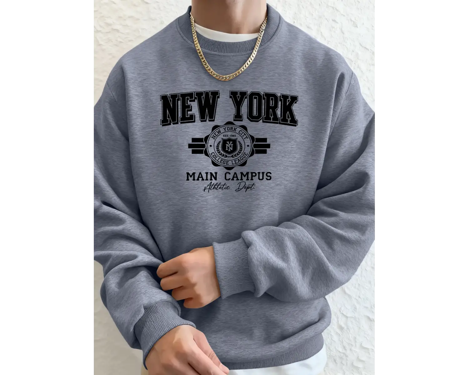 New York City Ana Kampüsü Baskılı Sonbahar Modası Kapüşonlu Erkek Uzun Kollu Her Şeyle Uyumlu