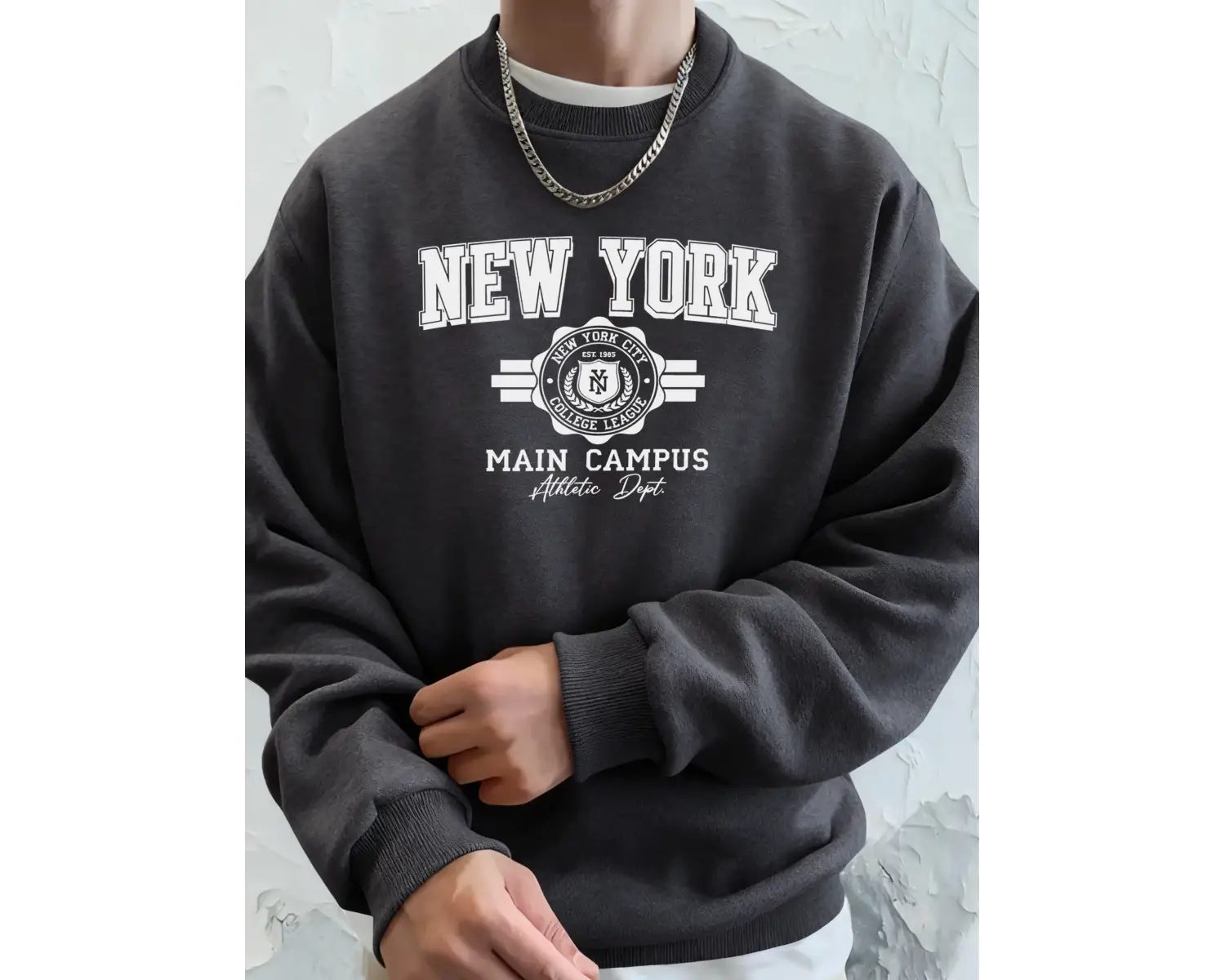 New York City Ana Kampüsü Baskılı Sonbahar Modası Kapüşonlu Erkek Uzun Kollu Her Şeyle Uyumlu
