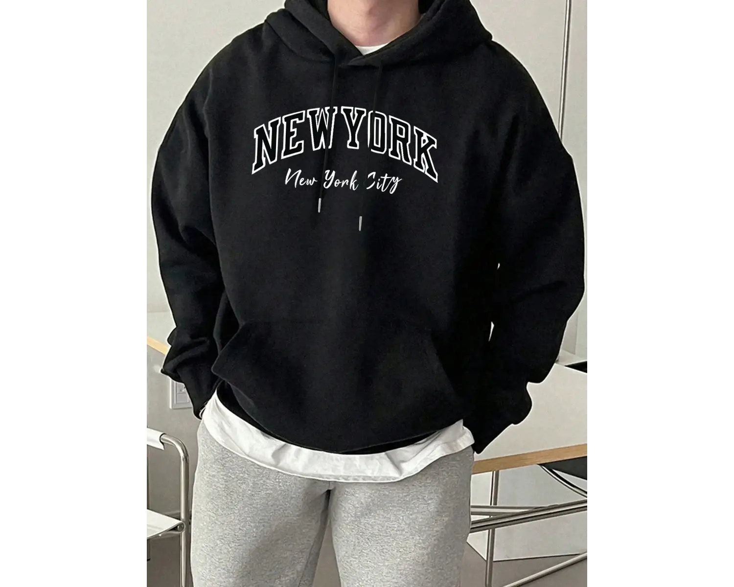 New York City Letter Creativity Baskılı Erkek Günlük Kazak Sokak Sporları Kapüşonlular Sonbah