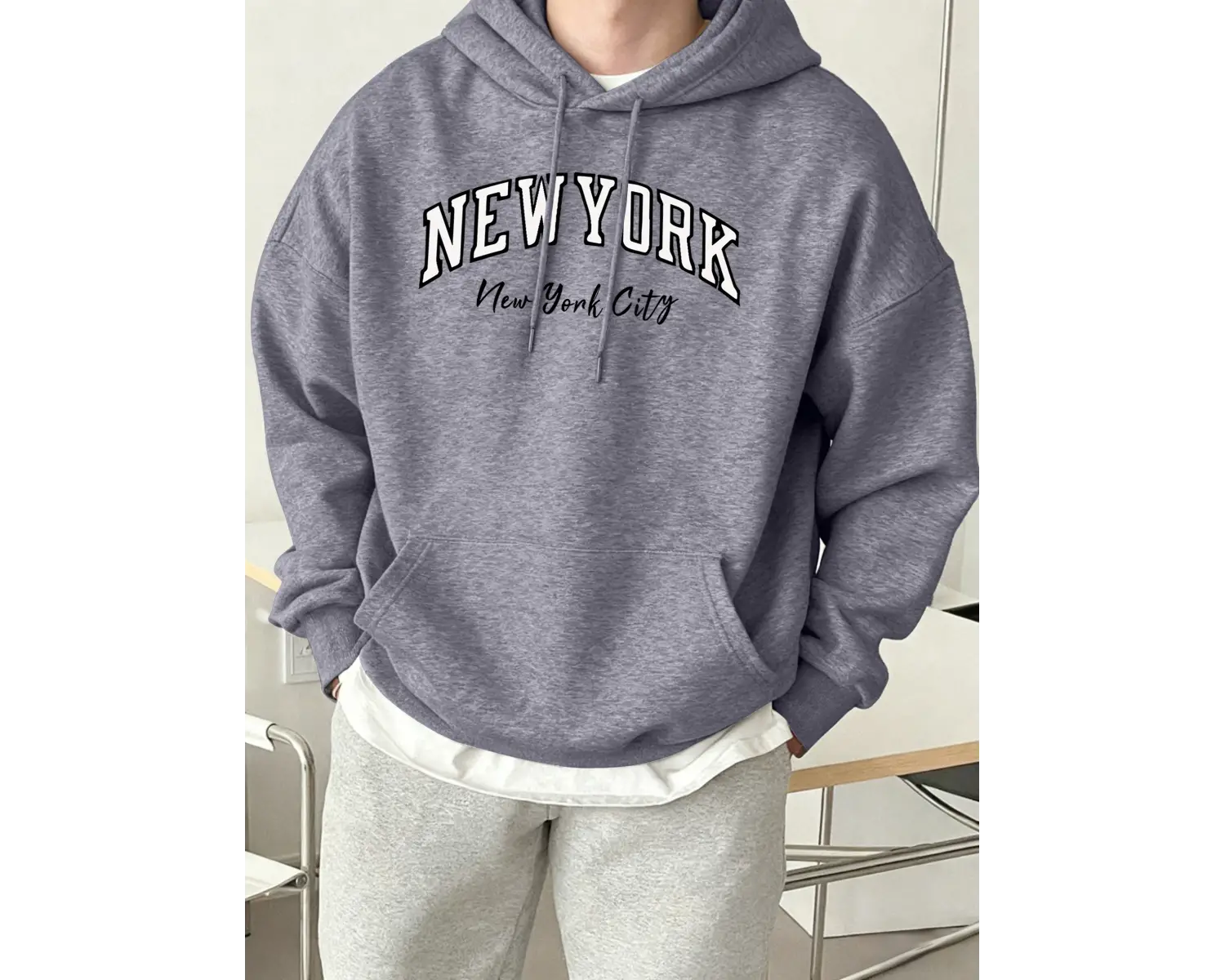 New York City Letter Creativity Baskılı Erkek Günlük Kazak Sokak Sporları Kapüşonlular Sonbah