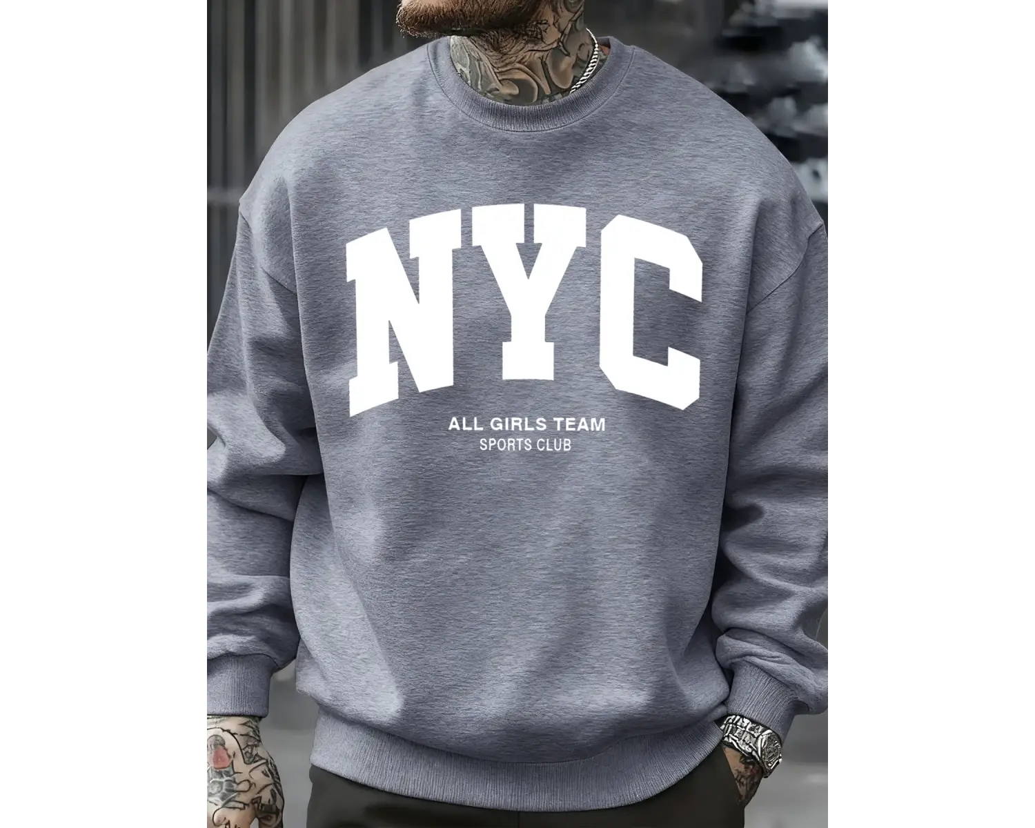 New York City Mektup Göz Alıcı Baskılı Erkek Tişörtü Çok Renkli Kazak Günlük Moda Spor Giyim