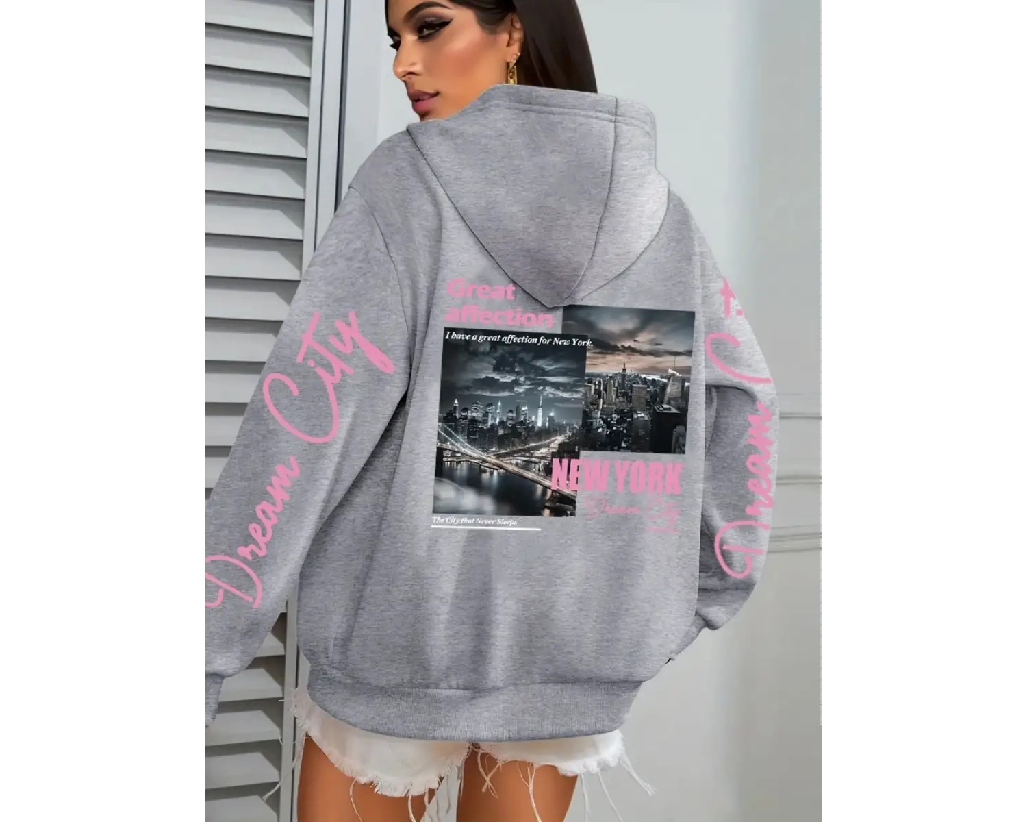 New York Dream City Büyük Sevgi Baskılar Kadın Kapüşonlular Hip Hop Gevşek Streetweet Tüm Maç