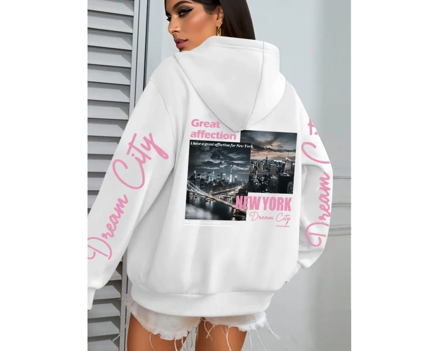 New York Dream City Büyük Sevgi Baskılar Kadın Kapüşonlular Hip Hop Gevşek Streetweet Tüm Maç