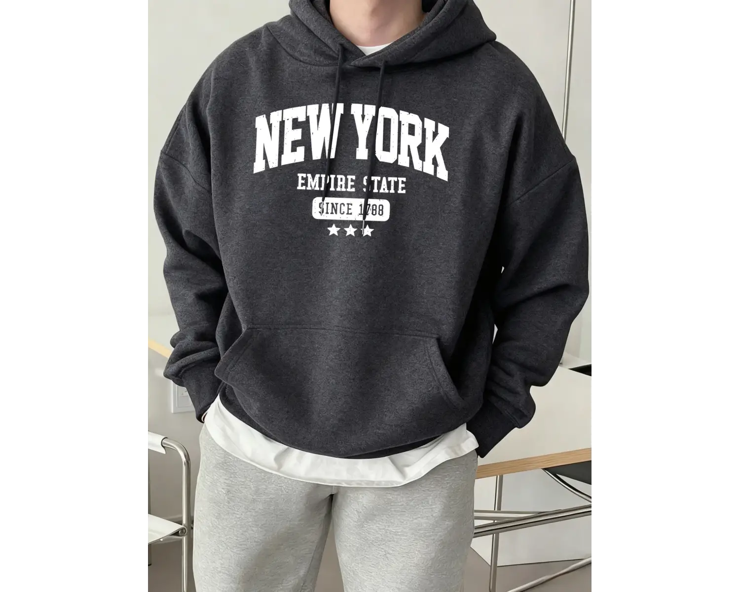 New York Empire State 1788den Bu Yana Desen Erkek Sonbahar Günlük Kapüşonlular Moda Spor Kaz