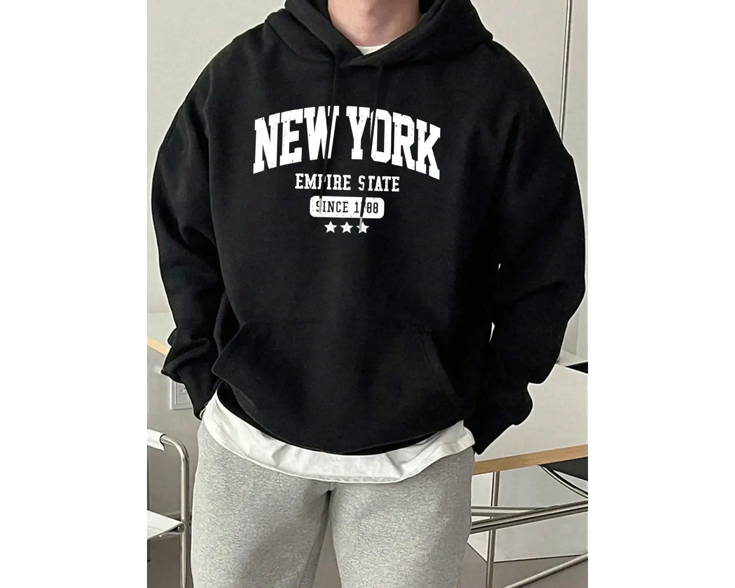 New York Empire State 1788den Bu Yana Desen Erkek Sonbahar Günlük Kapüşonlular Moda Spor Kaz