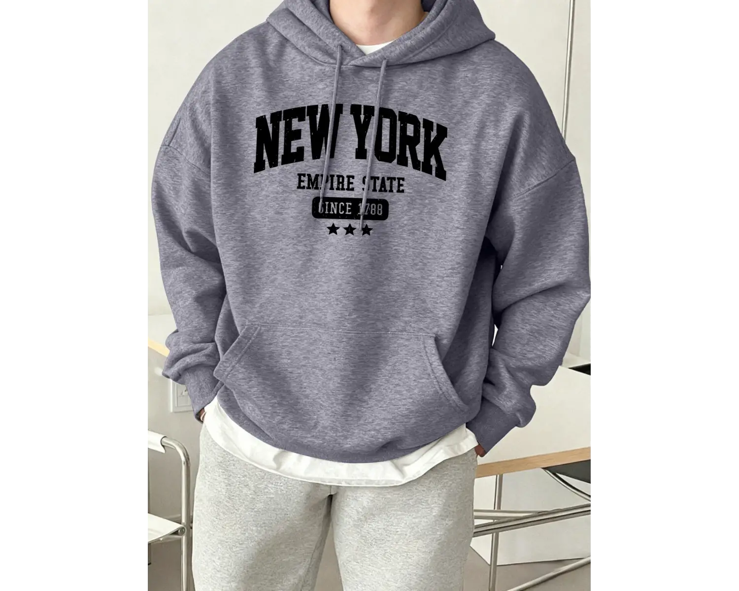 New York Empire State 1788den Bu Yana Desen Erkek Sonbahar Günlük Kapüşonlular Moda Spor Kaz