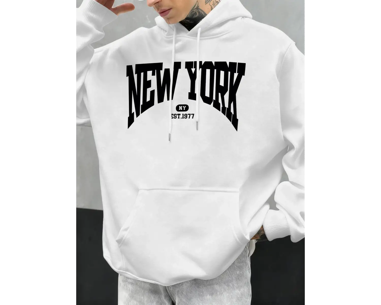 New York Göz Alıcı Mektup Tasarım Erkek Kapüşonlular Hip Hop Hoody Rahat Polar Yumuşak Spor S