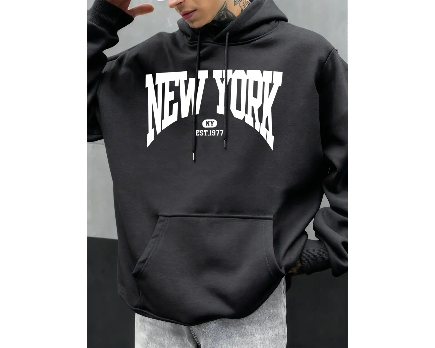 New York Göz Alıcı Mektup Tasarım Erkek Kapüşonlular Hip Hop Hoody Rahat Polar Yumuşak Spor S