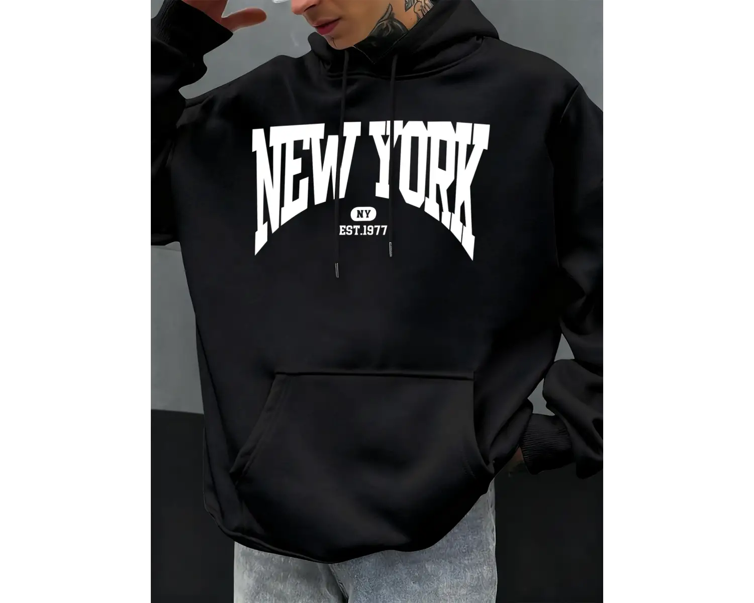 New York Göz Alıcı Mektup Tasarım Erkek Kapüşonlular Hip Hop Hoody Rahat Polar Yumuşak Spor S