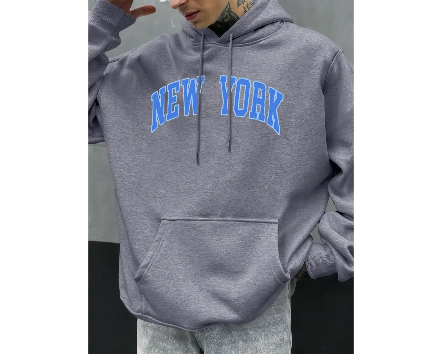 New York Mektup Mavi Baskı Erkekler Hoodie Hip Hop Büyük Boy Hoody Çok Renkli Moda Sonbahar K