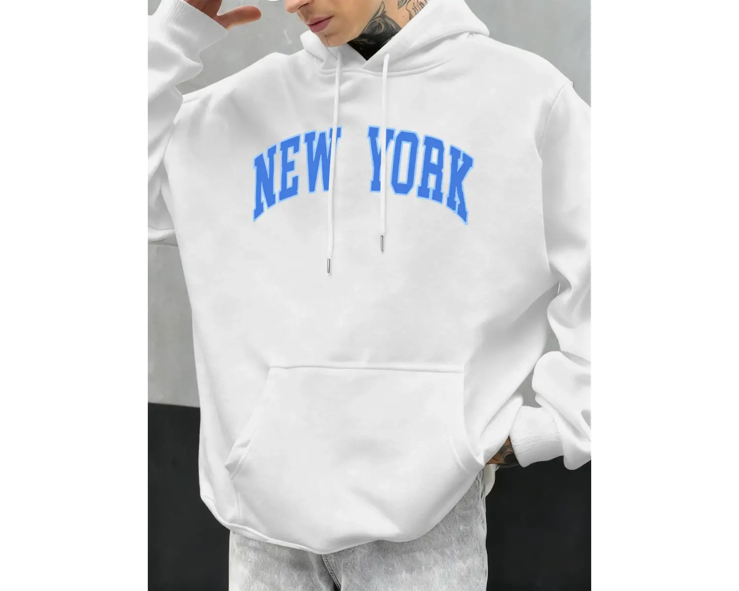 New York Mektup Mavi Baskı Erkekler Hoodie Hip Hop Büyük Boy Hoody Çok Renkli Moda Sonbahar K