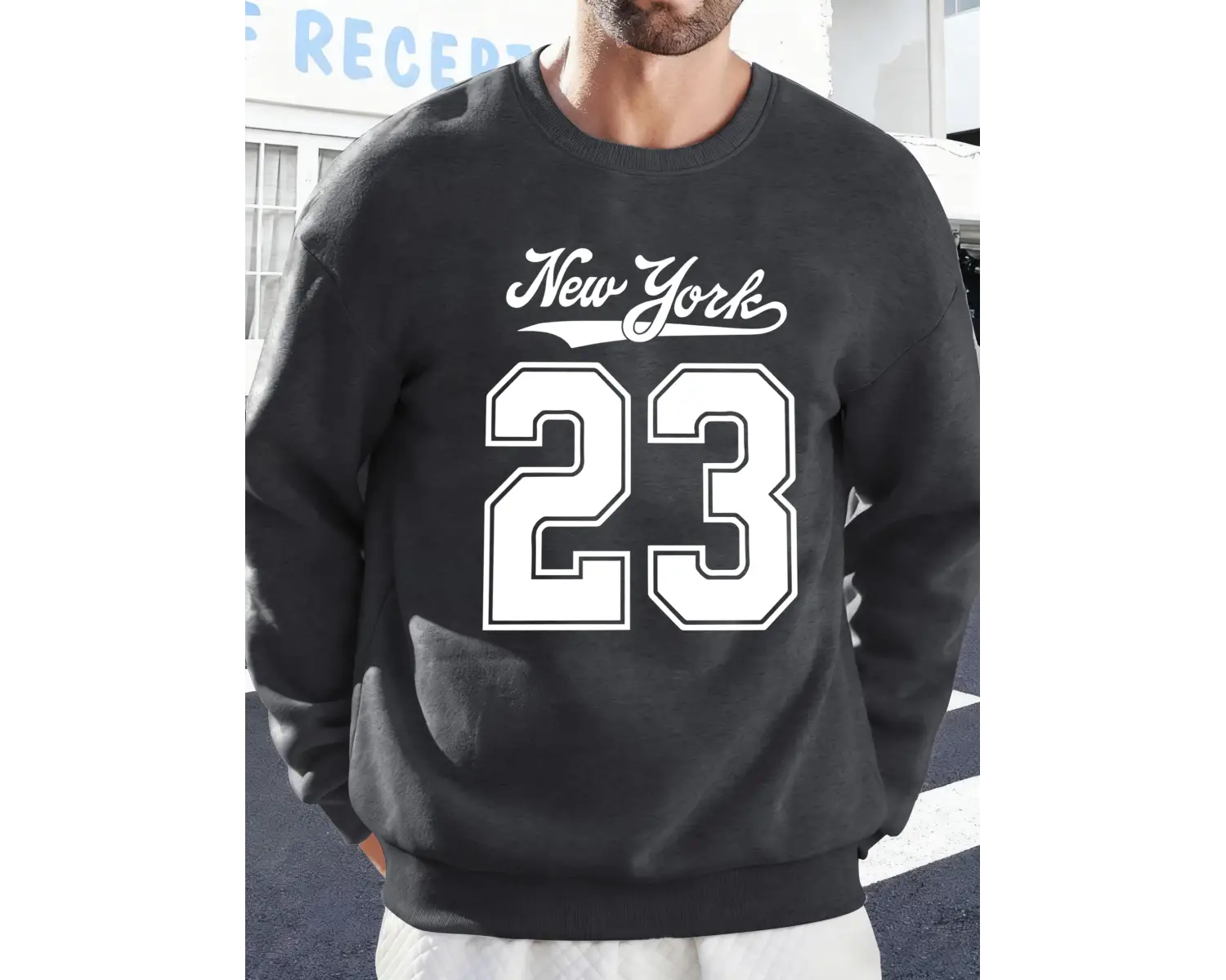 New York Numarası 23 Baskı Erkekler Kazak Sonbahar High Street Kazaklar Rahat Sıcak Kapüşonlu