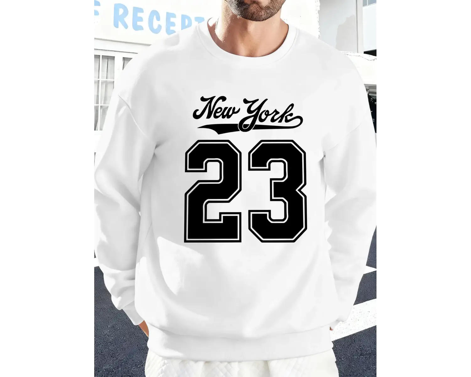 New York Numarası 23 Baskı Erkekler Kazak Sonbahar High Street Kazaklar Rahat Sıcak Kapüşonlu