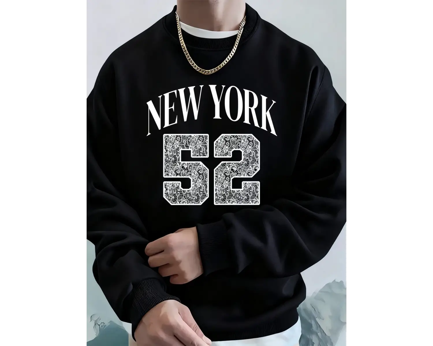 New York Sanat Mektubu 52 Baskılı Erkekler Kazak Kış Polar Sıcak Kapüşonlular Kore Gevşek Bis