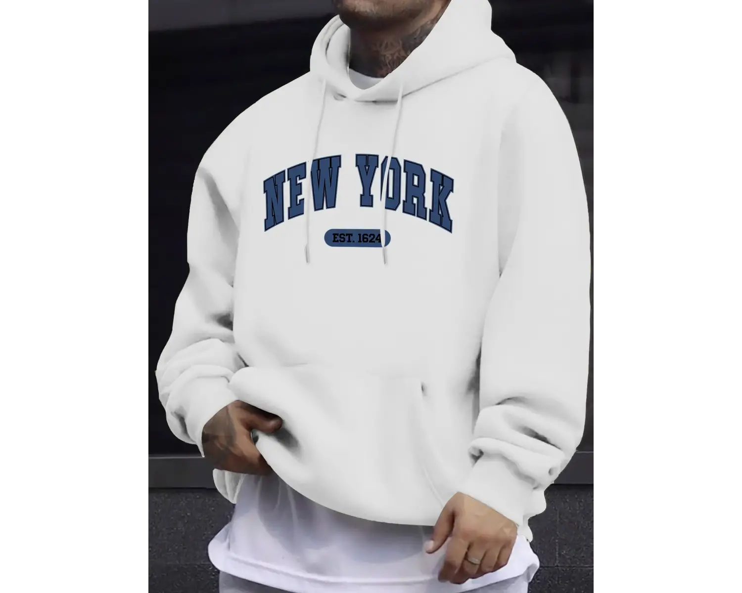 New York Yaratıcı Mektup Baskı 12 Renkli Kazak Erkek Uzun Kollu Rahat Kapşonlu Yumuşak Sonbah