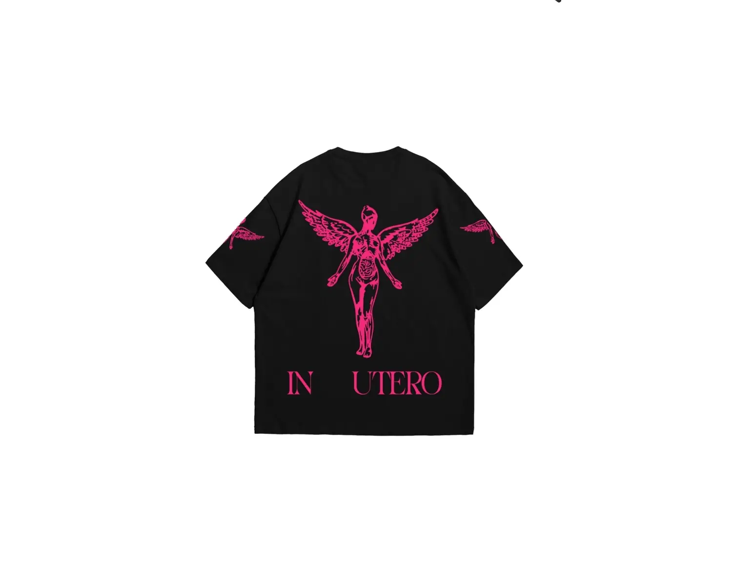 Nirvana In Utero Pembe Baskılı Oversize Unisex Beyaz
