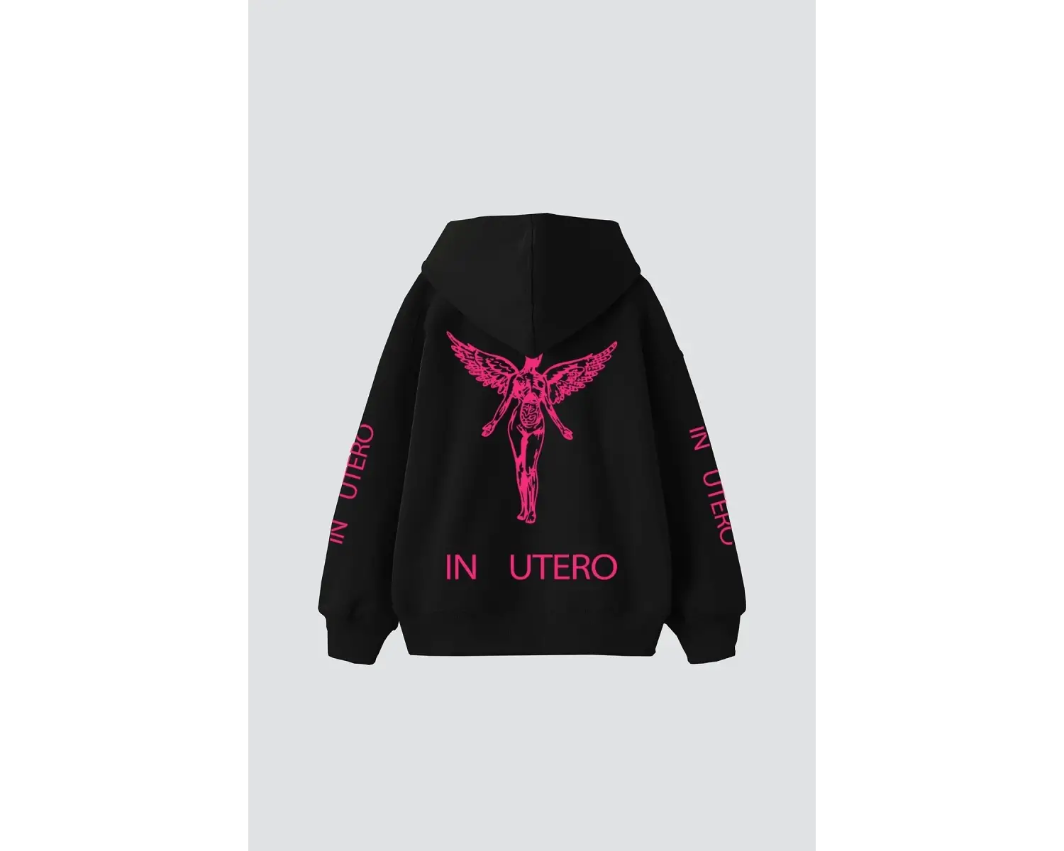 Nirvana In Utero Pembe Baskılı Oversize Unisex Beyaz
