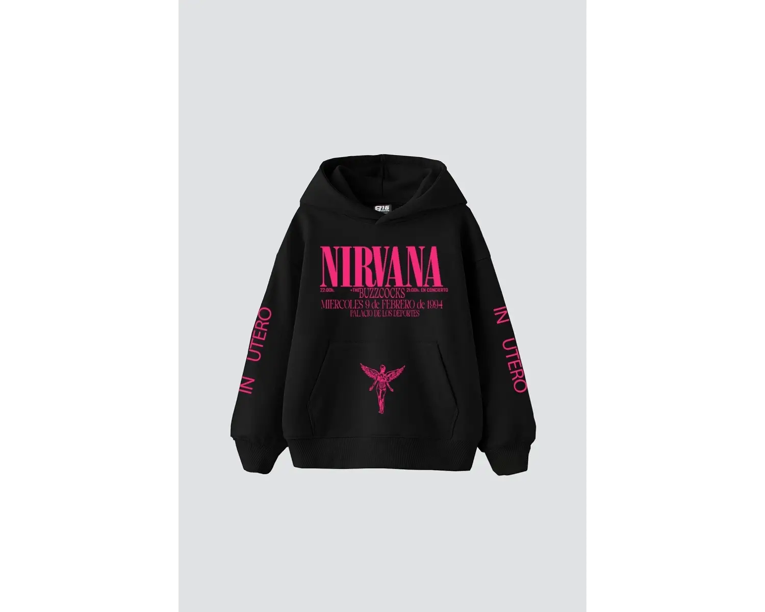Nirvana In Utero Pembe Baskılı Oversize Unisex Beyaz
