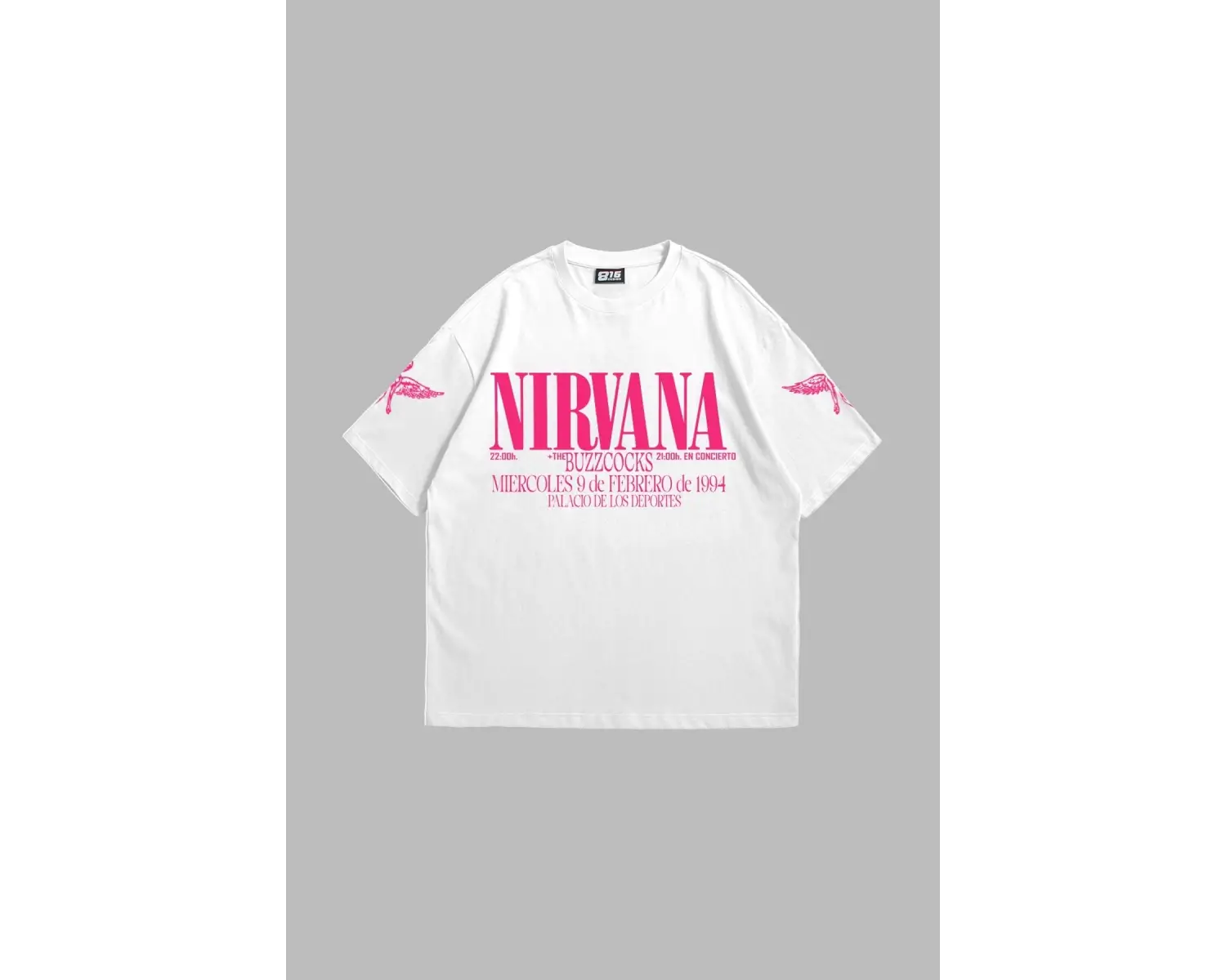 Nirvana In Utero Pembe Baskılı Oversize Unisex Beyaz