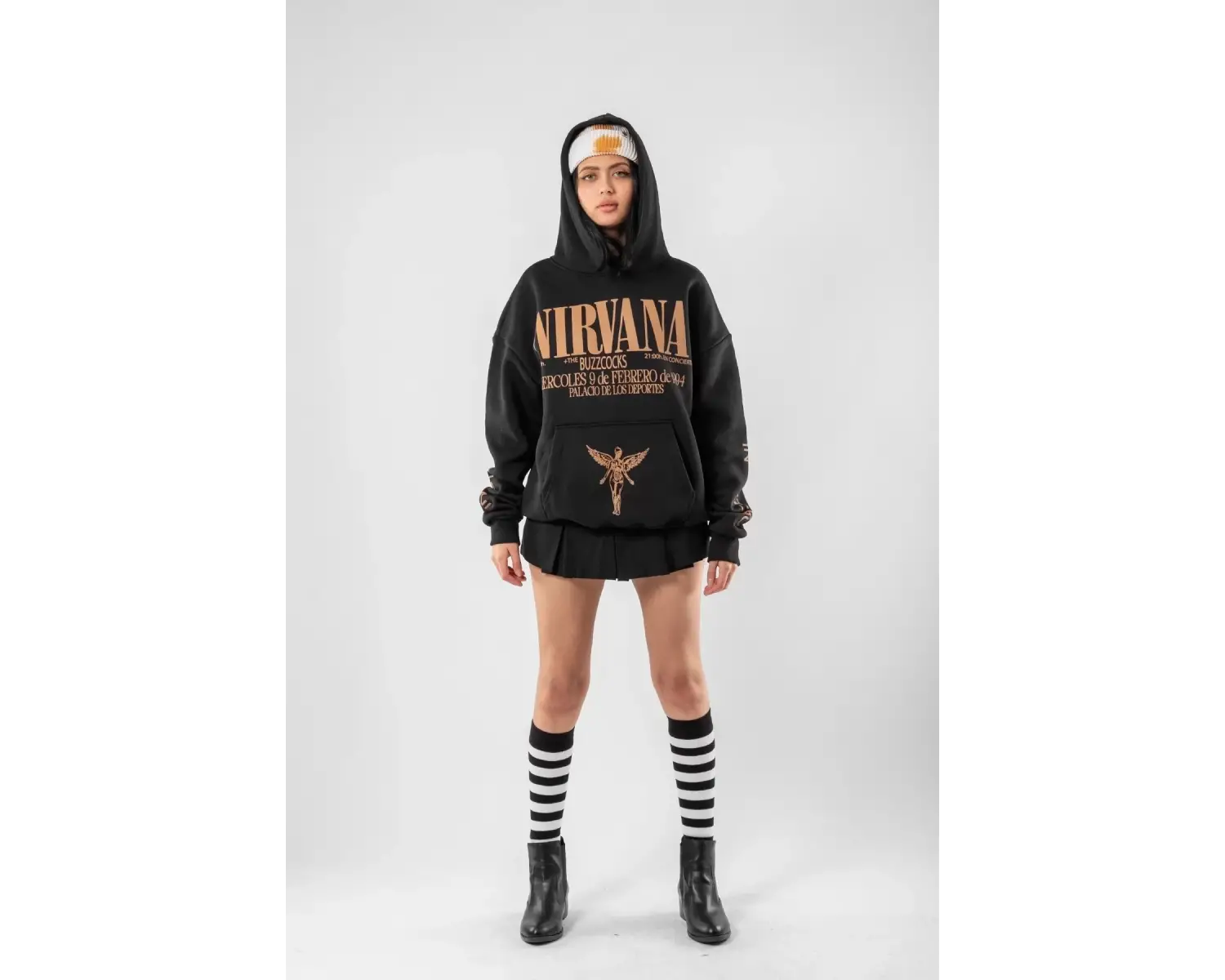 Nirvana Sırt Baskılı Unisex Oversize Beyaz