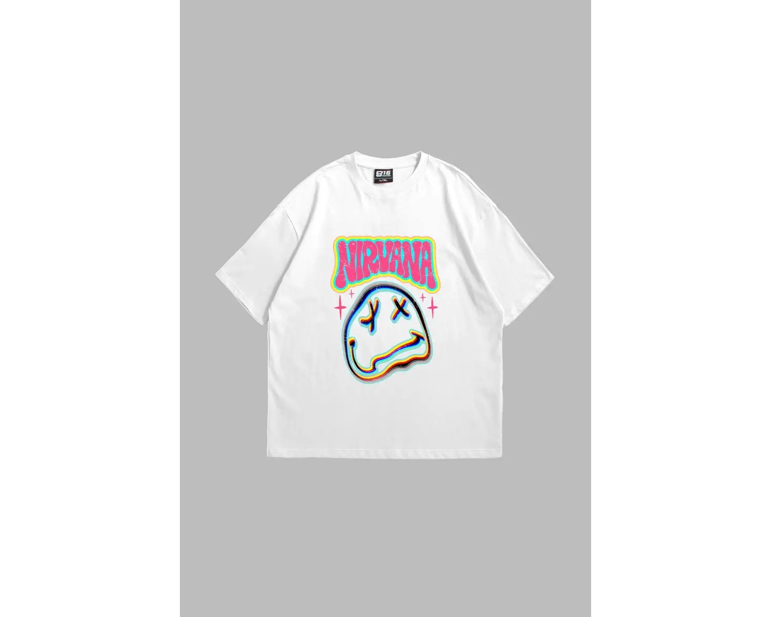 Nirvana Smile Baskılı Oversize Unisex Beyaz
