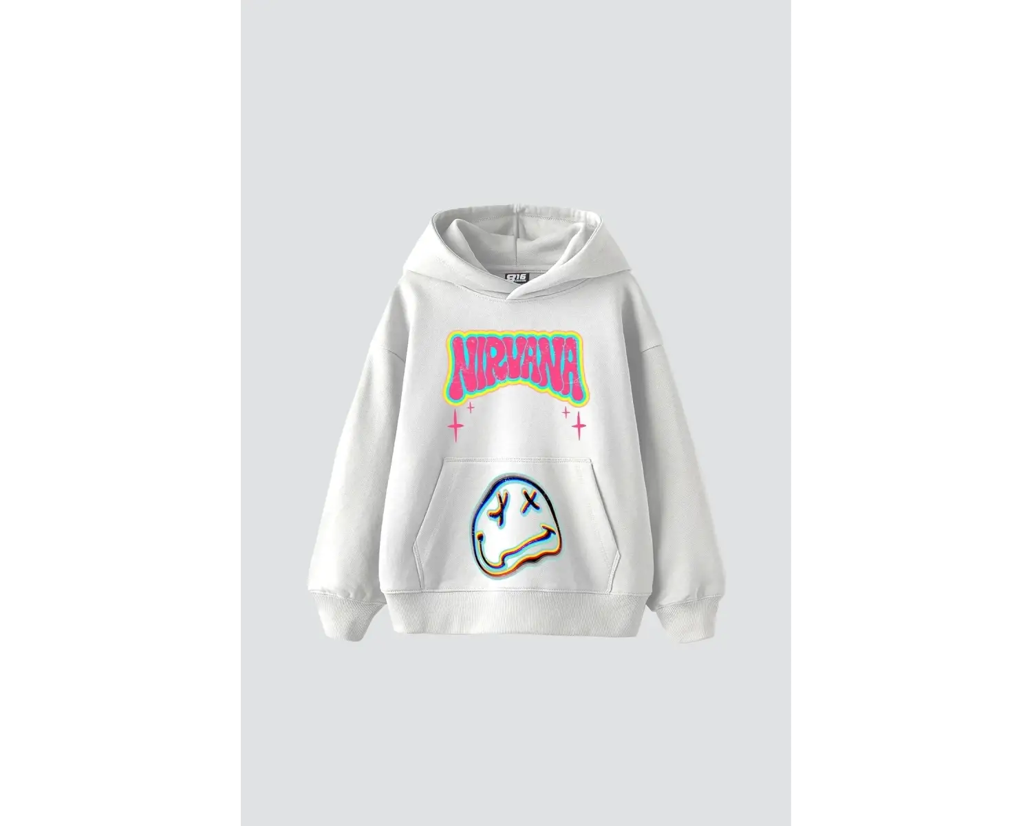 Nirvana Smile Baskılı Oversize Unisex Beyaz