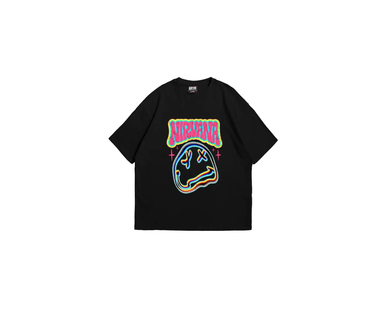 Nirvana Smile Baskılı Oversize Unisex Siyah